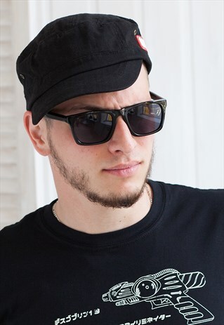 JAPANESE STYLE ARMY CADET CAP BLACK RETRO MILITARY MENS HAT