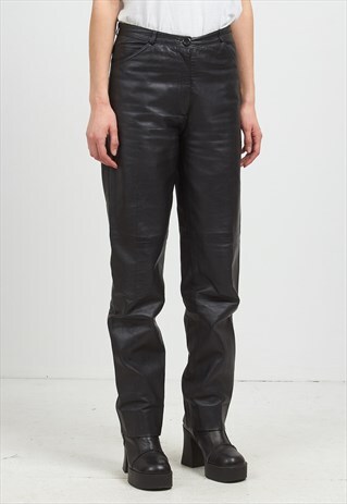 VINTAGE BLACK LEATHER TROUSERS BOTTOMS