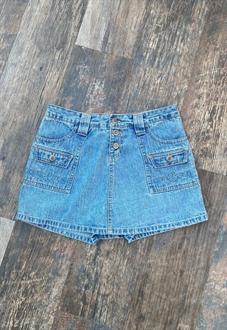90's Vintage Ladies Hipster Blue Denim Shorts Mini Skirt