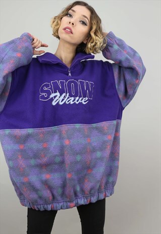 VINTAGE 90S OVERSIZED 1/4 ZIP FLEECE PURPLE