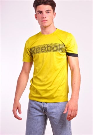 VINTAGE REEBOK SPELL OUT YELLOW TRAINING T-SHIRT