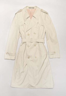 Classic beige casual fit long sleeved belted trench coat