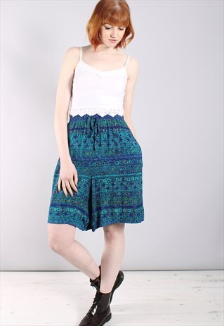 VINTAGE 90S PATTERNED TEXTURED CULOTTE SHORTS