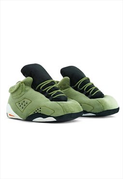 J 6 Retro Green Unisex Novelty Sneaker Slippers 