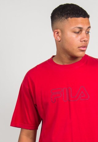 VINTAGE 90S FILA T-SHIRT SPELLOUT PRINT