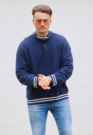 RALPH LAUREN USA 1/4 HEAVYWEIGHT NAVY BLUE SWEATSHIRT