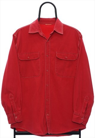 VINTAGE RED BUTTON UP SHIRT MENS