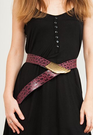 VINTAGE PURPLE PVC LEATHER METALLIC BUCKLE BELT