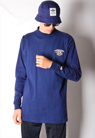VINTAGE 90S NAVY BLUE PUMA NHL HOCKEY LONG SLEEVE TOP