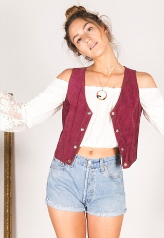 VINTAGE 70S BUTTONED SUEDE WAISTCOAT /R02967