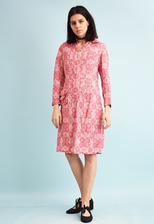 VINTAGE 60'S RETRO MOD TAPESTRY MINI DRESS