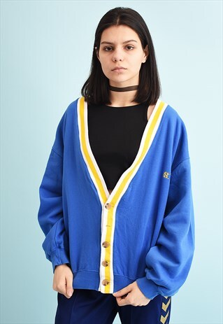 90'S RETRO ATHLEISURE CHUNKY CARDIGAN SWEATSHIRT