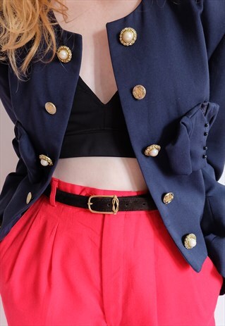VINTAGE 70S BLACK SUEDE LEATHER THIN BELT