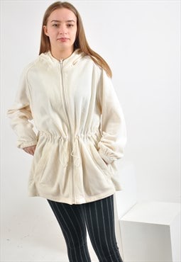 Vintage fleece track hoodie in white