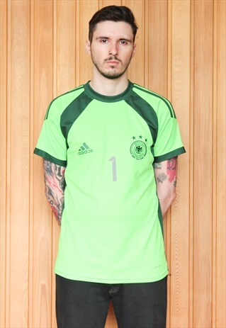 VINTAGE 1990S GREEN ADIDAS GERMANY FOOTBALL SHIRT