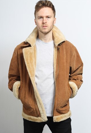VINTAGE SUEDE AVIATOR FLEECE SHEEPSKIN JACKET