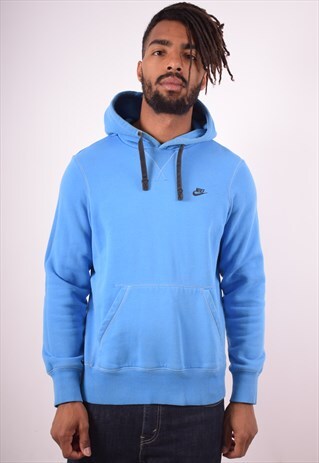 NIKE MENS VINTAGE HOODIE JUMPER MEDIUM BLUE 90S
