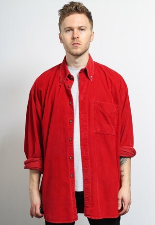 VINTAGE CORDUROY CORD SHIRT RED
