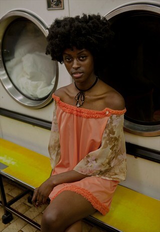 TULIPHONEY- ORANGE OFF-SHOULDER SLIP TOP-DRESS