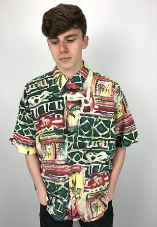 90S VINTAGE VIA CORTESE PATTERNED FESTIVAL SHIRT