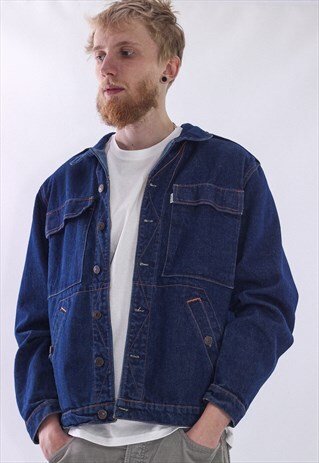 VINTAGE MENS LEVIS WORKWEAR UNWASHED JEANS DENIM JACKET
