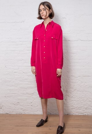 90S VINTAGE PINK SHIRT DRESS