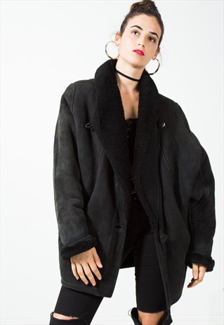 VINTAGE SUEDE SHEEPSKIN COAT / S132