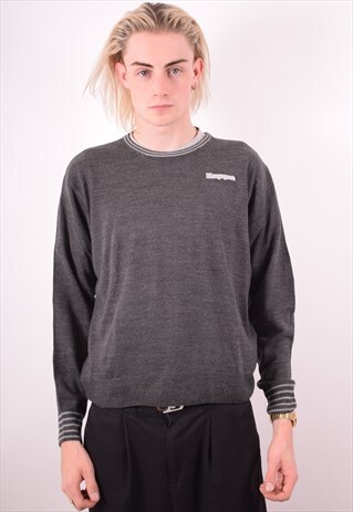 KAPPA MENS VINTAGE JUMPER SWEATER MEDIUM GREY 90S