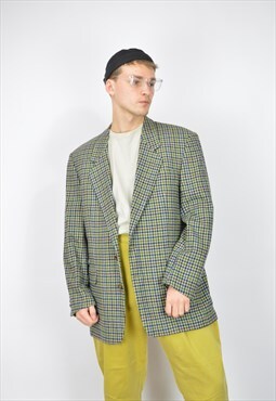 Vintage multicolour checkered classic suit blazer 