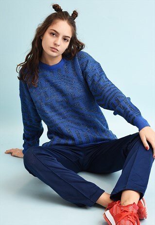 80'S RETRO JAZZY ABSTRACT PATTERN KNIT JUMPER