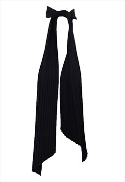 Vintage Scarf 2000s Y2K Mod Preppy Black Pleated Neck Tie 