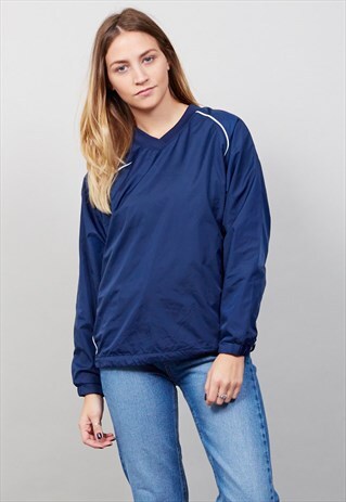 VINTAGE 90'S NAVY BLUE NIKE SHELL FABRIC SWEATER