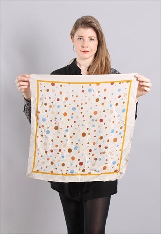 VINTAGE 80S SILK SPOTTY PATTERNED SCARF