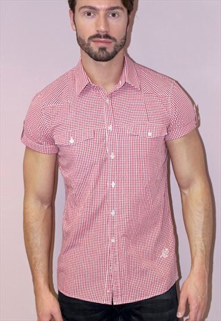 VINTAGE 90S JUNK DE LUXE RED & WHITE CLASSIC CHECKED SHIRT