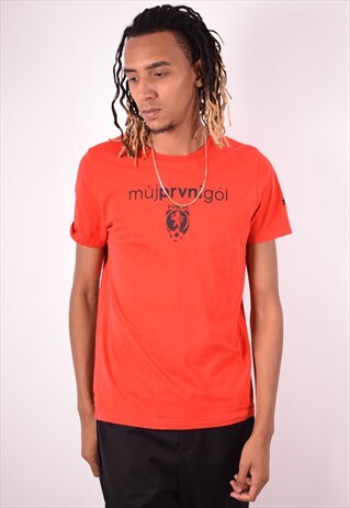 PUMA MENS VINTAGE T-SHIRT TOP MEDIUM RED 90S