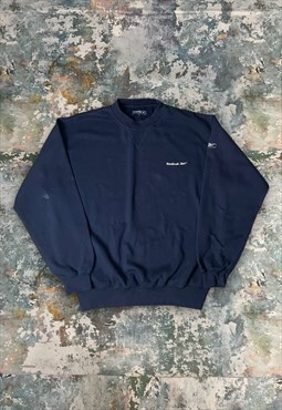 Vintage Men's Navy Blue Reebok Sweatshirt 