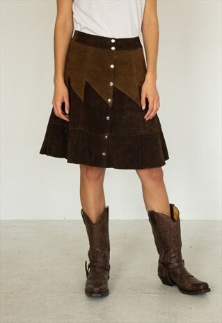 VINTAGE BROWN SUEDE MINI SKIRT