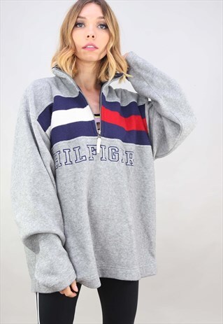 VINTAGE 90S OVERSIZED TOMMY HILFIGER 1/4 ZIP FLEECE