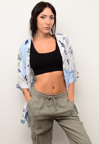 VINTAGE 90'S INDIE FLORAL FUNKY PATTERNED OVERSIZED SHIRT