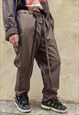 LUMINOUS JOGGERS BAGGY FIT Y2K SHINY OVERALLS BRONZE BROWN