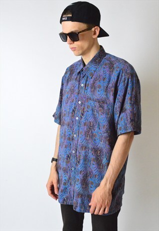 VINTAGE 90S PURPLE PSYCHEDELIC SHORT SLEEVE SHIRT
