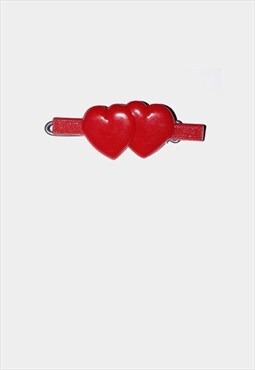 Red Heart 60s Valentine Hair Barrette Clips