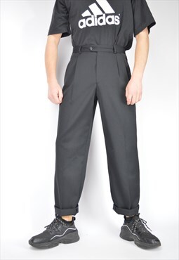 Vintage black classic straight wool suit trousers
