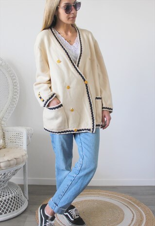VINTAGE CARDIGAN ONE SIZE BEIGE