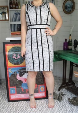 Vintage Y2K White Monochrome Formal Mini Shift Sheath Dress