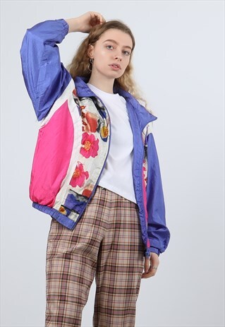 VINTAGE MEDIUM PINK AND BLUE FESTIVAL JACKET