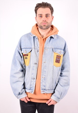 MENS VINTAGE DENIM JACKET XL BLUE 90'S