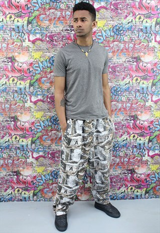 VINTAGE 90S PATTERNED FESTIVAL TROUSERS. YOGA FUNKY. UNISEX.