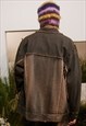 VINTAGE WASH DENIM JACKET BLEACHED JEAN VARSITY RIPPED COAT