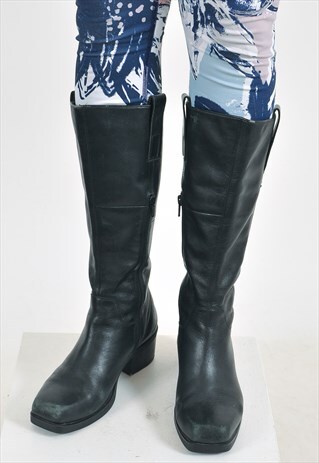 VINTAGE 90'S REAL LEATHER KNEE HIGH BOOTS